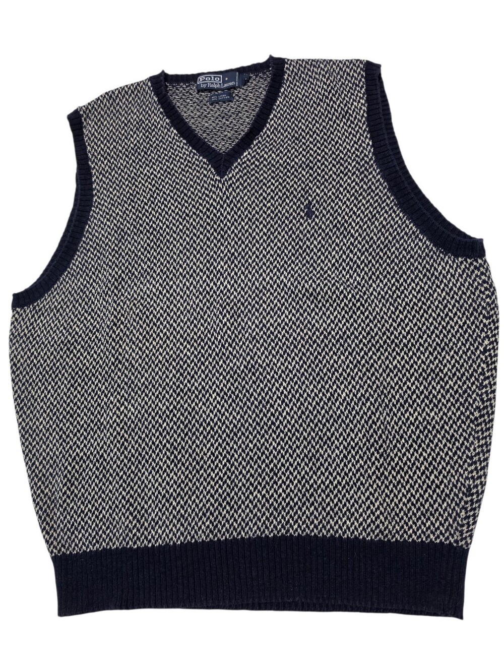 Vtg Polo By Ralph Lauren Men's Linen/Cotton Herringbone Knit Preppy Sweater Vest